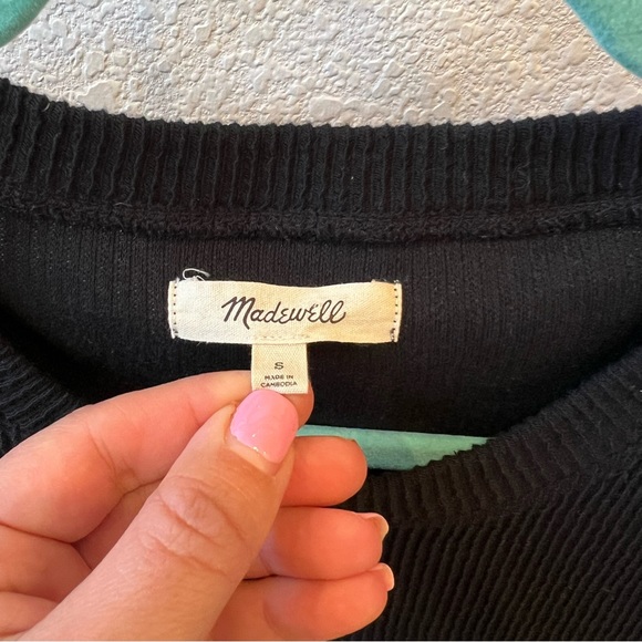 MADEWELL Black Elwood Knot Front Ribbed Long Sleeve Size Small - Picture 4 of 8